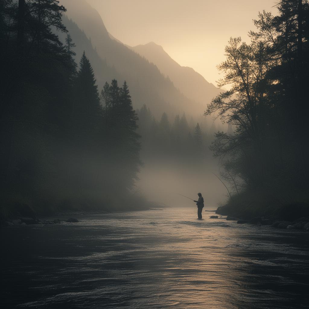 Nebliger Fluss im Morgengrauen